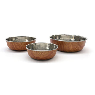 Rosewood Wood Effect Steel Pet Bowl