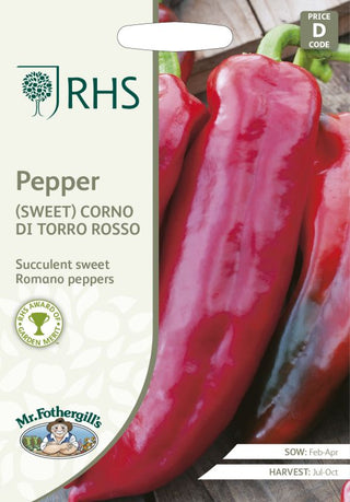 Mr Fothergills Rhs Pepper (sweet) Corno Di Toro Rosso