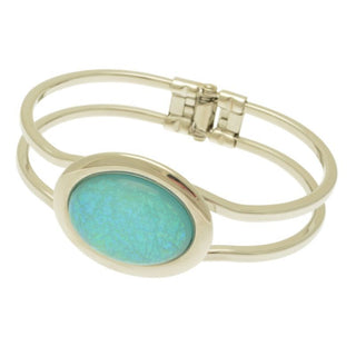 Mint Iridescent Resin Hinged Bangle