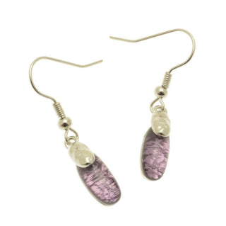 Mauve and Silver Drop Earrings