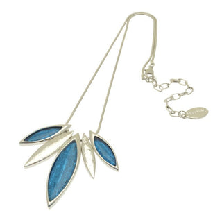 Blue and Silver Resin Leaf Necklace