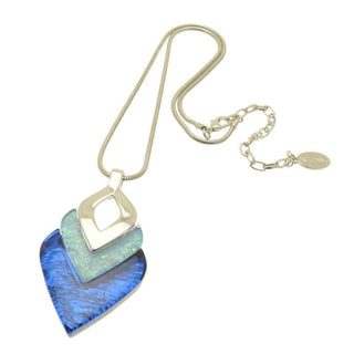 Cobalt and Mint Diamond Resin Necklace