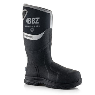 Buckbootz BZ9000BK Safety Rubber Neoprene Wellington Black/ Silver