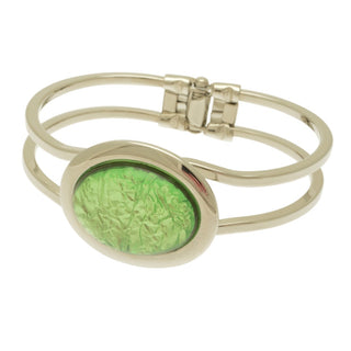 Lime Green Foil Resin Hinged Bangle