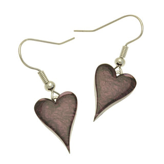 Dark Purple Heart Earrings