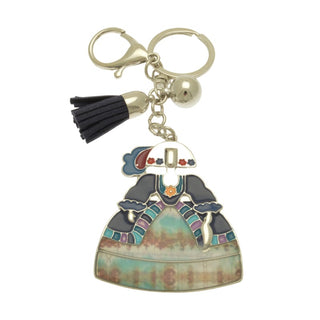 Blue Dress Tassle Keyring