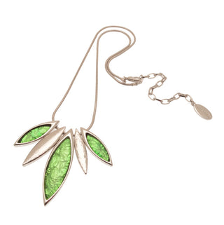 Miss Millys Lime Green and Silver Resin Leaf Necklace