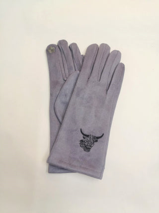 Highland Cow Gloves - Grey