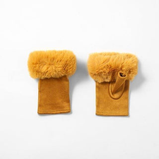 Fingerless Faux Fur - Mustard