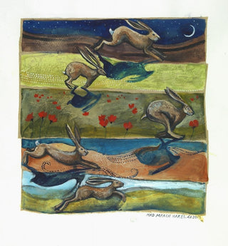 Mad March Hares Square Greetings Card