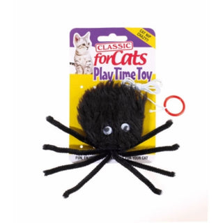 Classic For Cats Black Furry Spider Cat Toy