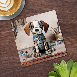 Scrap Art Coaster Beagle