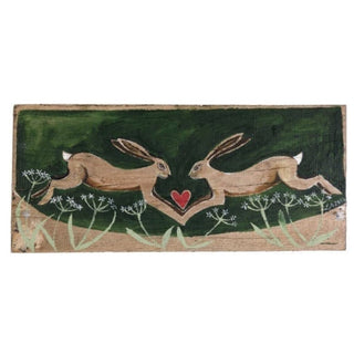 Hares On Wood Letterbox Greetings Card