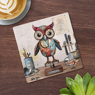 Scrap Art Coaster Owl