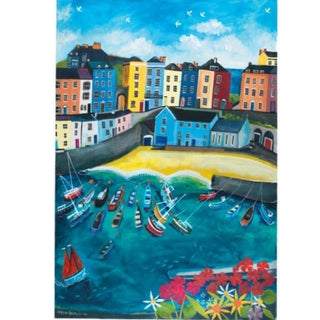 Tenby Tea Towel Greetings Card