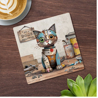 Scrap Art Coaster Kitten