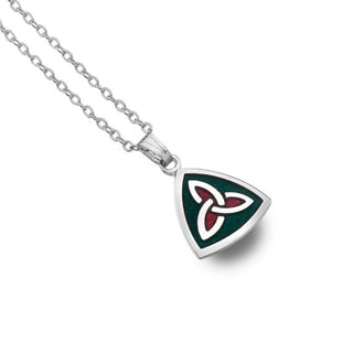 Necklace - Celtic Triangle & Trinity Knot Green & Red