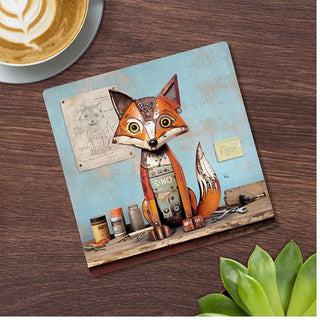 Scrap Art Coaster Fox