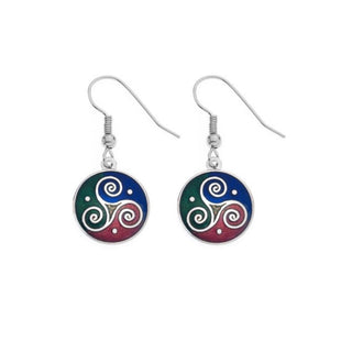 Earrings - Celtic Triskele Red, Green & Blue