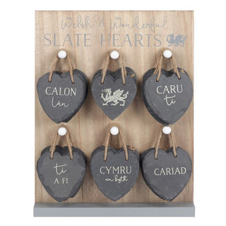 Small Welsh Dragon Hanging Slate Heart