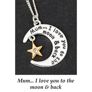 Equilibrium Silver Plated Moon Star Message Necklace