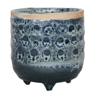 Sapphire Reactive Glaze Planter with Foot