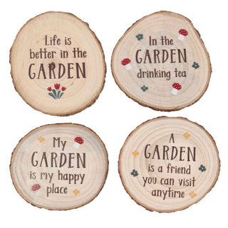 Garden Wood Slice Coaster Set