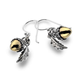 Origins Acorn Leaf Brass Earrings