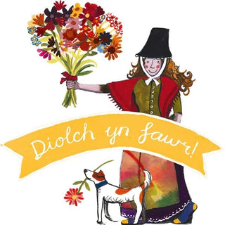 Welsh Lady Diolch Square Greetings Card