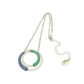 Dark Blue & Emerald Green Circular Necklace