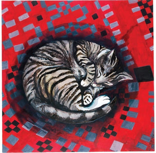 Sleeping Cat Square Greetings Card